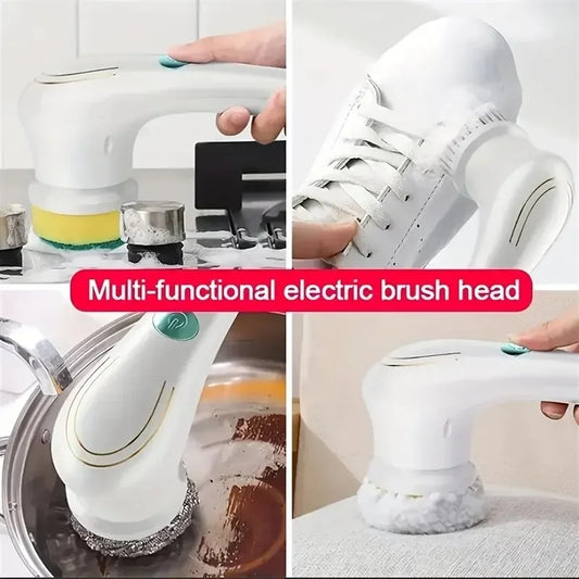 Rechargeable Electric Cleaning Brush Set with 5 He