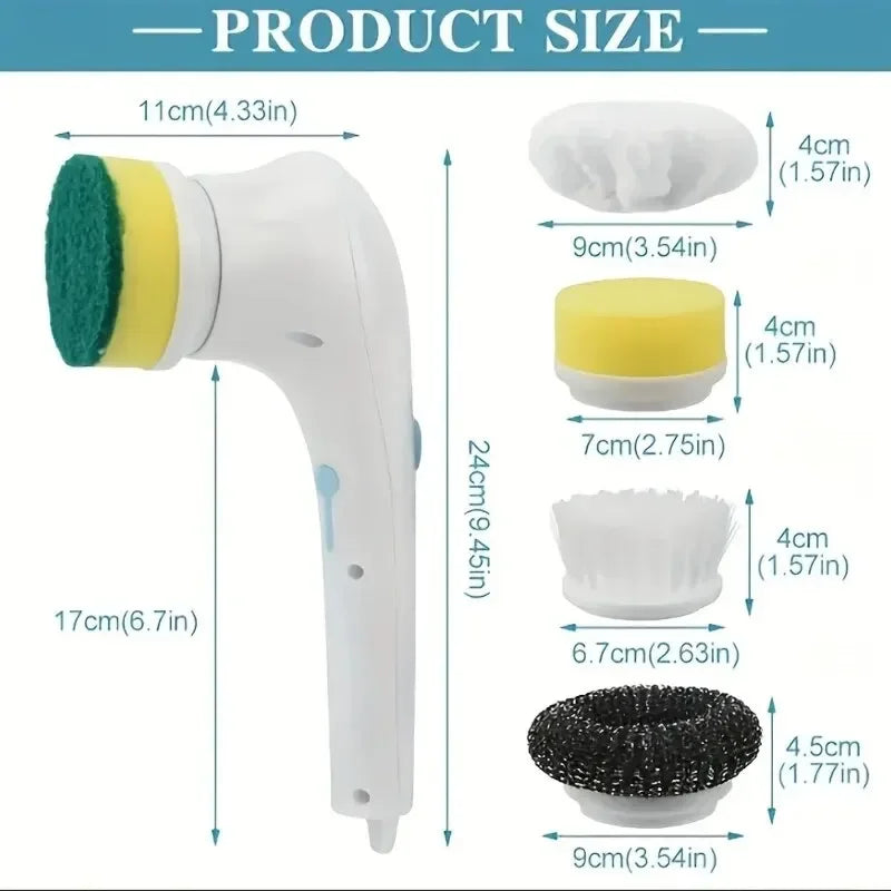 Rechargeable Electric Cleaning Brush Set with 5 He