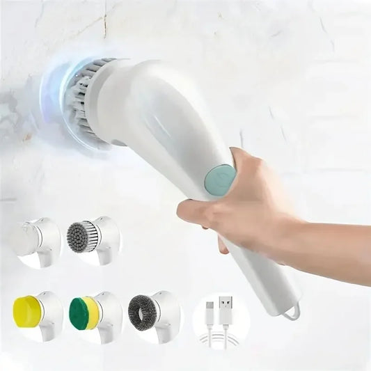 Rechargeable Electric Cleaning Brush Set with 5 He