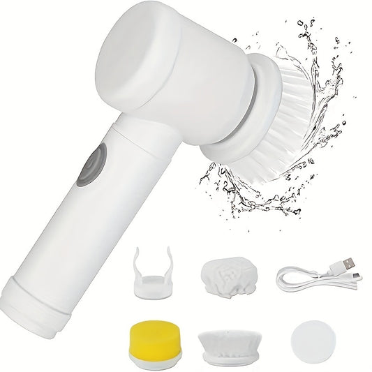 Rechargeable Electric Cleaning Brush Set with 5 Hee