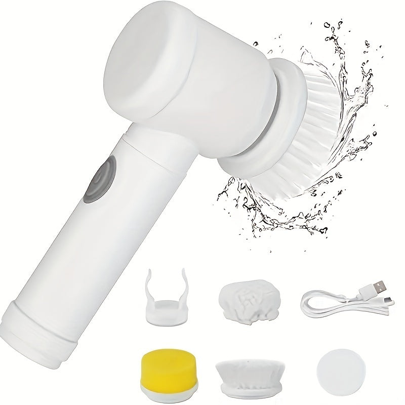 Rechargeable Electric Cleaning Brush Set with 5 Hee
