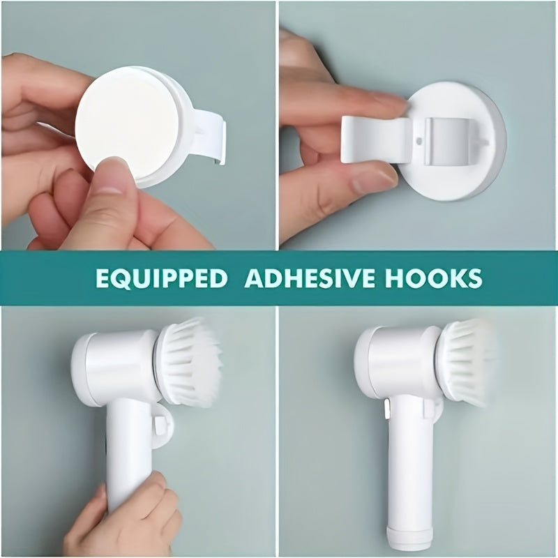 Rechargeable Electric Cleaning Brush Set with 5 Hee